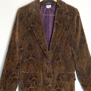 Andrea Vicaro Vintage velvet paisley one button blazer women's size 12